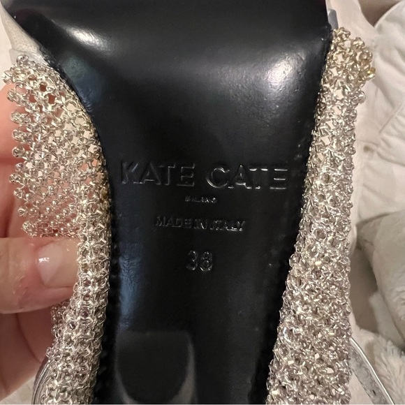 NIB Stunning Kate Cate Silver Crystal Embellished Heels w Slingback size EU 38 - Picture 6 of 7